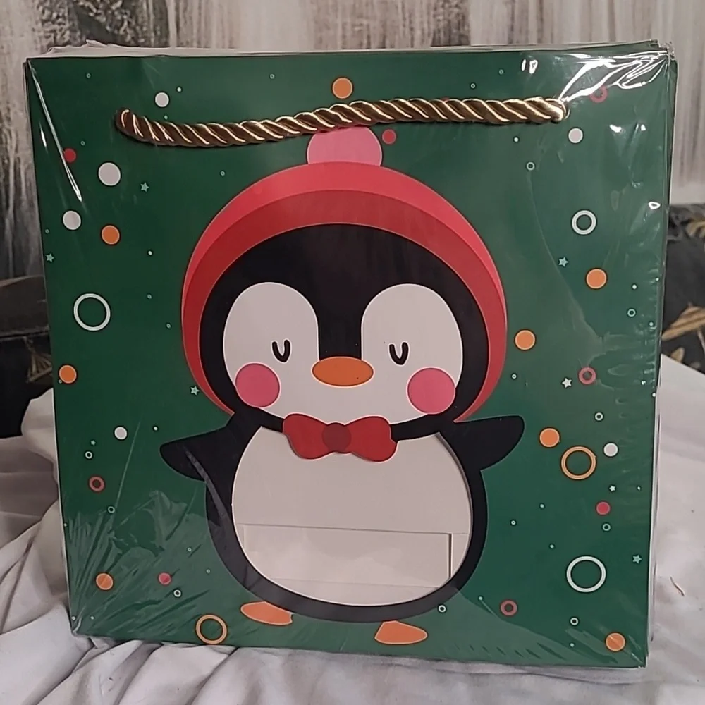 New! Set of 12 Christmas decorative assorted holiday gift bags with window